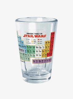 a shot glass with an image of the elements of star wars on it's side