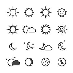 the sun, moon and stars icons