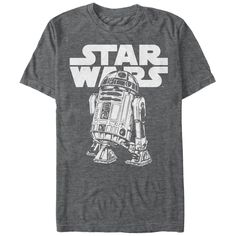 There must be a Jawa nearby because RT-DT is looking all fixed up and shiny on the Star Wars R2-DT Classic Pose Heather Charcoal T-Shirt. The lovable droid, R2-D2, is featured in white print below the classic "Star Wars" logo on this gray shirt. Size: xl. Gender: male. Age Group: adult. Pattern: Fictitious Character. Material: Cotton. Classic Star Wars, Star Wars Men, Star Wars Logo, R2 D2, Star Wars Tshirt, Star Wars Shirts, Gray Shirt, Skateboarder, Movie T Shirts