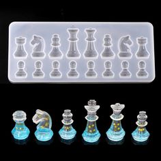 the chess set is made out of ice