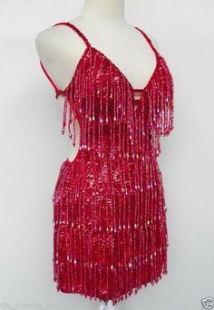 Salsa Outfit Dance, Salsa Dance Outfit, Red Salsa Dress, Quince Surprise Dance Outfits, Fringe Dress Outfit, Fringe Dance Dress, Surprise Dance Outfits, Salsa Outfit, Beaded Fringe Dress