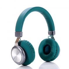 the headphones are green and silver