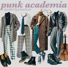 Punk Academia Outfit, Punk Academia Aesthetic, Grunge Academia Outfits, Chaotic Academia Aesthetic Outfit, Chaotic Academia Outfits, Non Binary Outfits, Academia Aesthetic Outfit