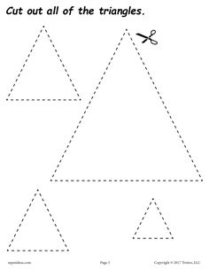 FREE Triangles Cutting Worksheet Geometry Math Games, Shape Coloring Pages, Triangle Worksheet, Geometry Worksheets, Printable Shapes, Tracing Worksheets Preschool, Shapes Preschool, Shapes Worksheets, Scissor Skills