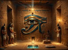 an egyptian scene with the eye of horus