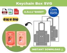 the keychain box svg is shown with instructions for how to use it