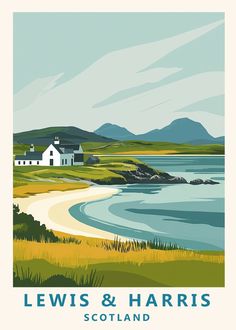 an image of lewis & harris scotland travel poster by artmagert on etsyle