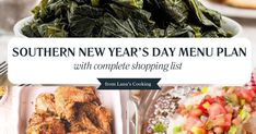 the southern new year's day menu plan with complete shopping list