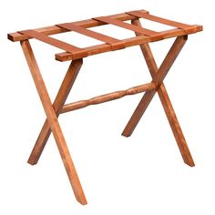 a wooden folding table with two legs