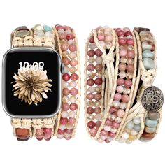 PRICES MAY VARY. ✨【Fancy Boho Style】These beaded bracelets are Boho style and match most of the daily outfits, both casual and fancy, for leisure or vacations. Boho style is inspired by organic shapes, colors and a free-spirited attitude, it is easy and breezy! Let's show off your style and attitude with our boho watch band! ✨【 High-Quality Jewelry & 100% Handmade Craft】This Beaded watch band is made of quality chakras natural stones and colorful beads such as jasper, turquoise, emperor stone, v Beaded Watch Bands, Fancy Bracelets, Boho Watch, Pink Bracelets, Apple Watch Armband, Beaded Watches, Bracelets Adjustable, Apple Watch 42mm, Bracelet Apple Watch