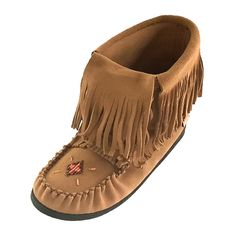 Women's Genuine Suede Fringed Moccasin Boots Womens Moccasin Boots, Fringe Moccasin Boots, Leather Boots Ankle, Double Fringe, Native American Moccasins, Moccasin Pattern, Fringe Moccasins, Beaded Moccasins, Moccasin Shoes