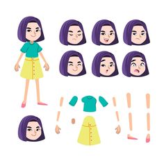 Vector Character Design Simple, 2d Character Design, Character Expressions, Free Cartoon Characters, Cartoon Maker, Flat Character