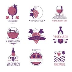 wine badges and emblems for various wines