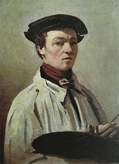 a painting of a man with a black hat and white shirt holding a knife in his right hand