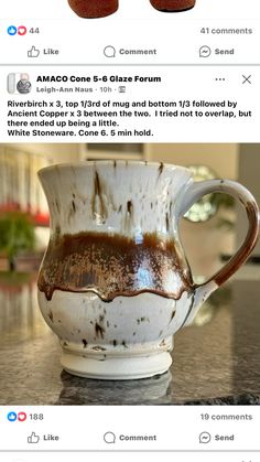 two coffee mugs sitting on top of a counter