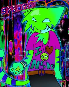 an image of a cat and dog in neon colors