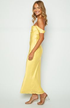 Gold Hoco Dress Long, Butter Yellow Prom Dress, Yellow Dress Formal, Satin Yellow Dress, Yellow Silk Dress, Yellow Satin Dress, Yellow Formal Dress, Blue And Yellow Dress, Yellow Long Dress