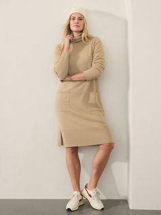 FOR: Commuting, work, and travel FEEL: Wool-cashmere blend is luxuriously soft and cozy FAVE: Easy-access pockets to stash your essentials Relaxed with room to move Midi, hits below the calf T-neck Body length in size medium: Regular: 40" Petite: 37" Tall: 42". Trends 2025, Work And Travel, Bra Dress, Turtleneck Sweater Dress, Beauty Advice, Healthy Glow, Fall Fashion Trends, Comfortable Fashion, Over 40