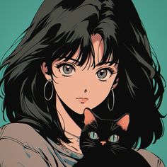 a woman holding a black cat in front of her face