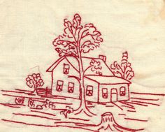 a drawing of a house with trees in the background