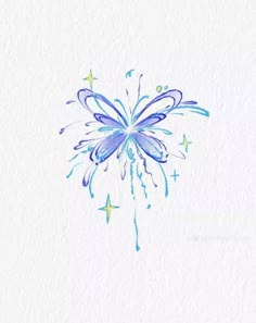 a drawing of a blue butterfly with stars on it's wings and the words, i