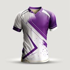 a purple and white polo shirt with splatters on the chest, front and back