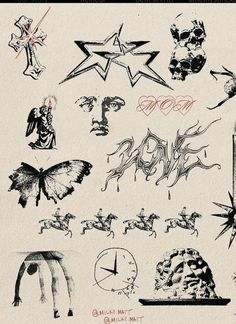 an image of various tattoo designs on paper