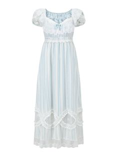 ❤Elegant Retro Summer Long Dress❤︎ Blue Dress White Apron, Coquette Maxi Dress, 1800s Dresses Casual, Lacemade Dress, Cottage Dresses, 1800s Dresses, 1900s Dress, 1800s Clothing, Cottagecore Wallpaper