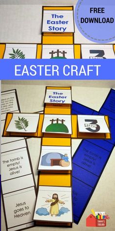 an easter cross craft is shown with the words, free printables and instructions