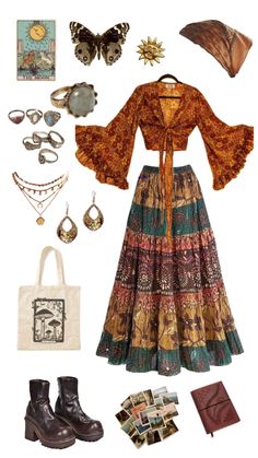 #fashion Coachella Outfit Boho, 1970 Outfits, Cottagecore Outfits, Romantic Outfit