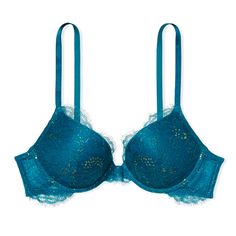 Nwt Victoria’s Secret Very Sexy Lace Shimmer Push Up Bra In Teal. Fits Tts. Available In Sizes 36b And 36c. Love This Style?.. I’d Appreciate It If You Could Take A Minute To Check Out The Rest Of My Closet - You’ll Find Many Beautiful Fashion And Beauty Options For All Of The Following (And More #Style Tags): Contemporary Streetwear Classic Stylish Minimalist Casual Classy Elegant Fun Boho Business Trendy Work Retro Chic Edgy Dressy Sexy Unique Tiktok Beachy Vintage Special Occasion Date Night Cheap Blue Lace Intimates, Cheap Fitted Blue Bra, Business Trendy, Vintage Victoria Secret, Blue Lace Bra, Hot Pink Floral, Vs Bras, Black Bra, Victoria Secret Bras