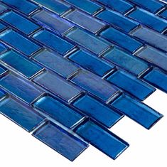 blue glass mosaic tile on a white background