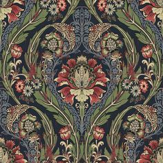 Arts and Crafts Wallpaper FJ41112 - Mayflower Wallpaper Dark Moody Wallpaper, Crafts Wallpaper, How To Apply Wallpaper, Arts And Crafts Interior Design, Arts And Crafts Wallpaper, Moody Wallpaper, Gothic Shop, Victorian Wallpaper, Boho Wallpaper