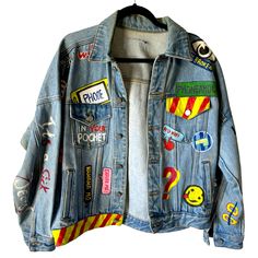 Custom Made Upcycled Hand Painted Denim Jacket. Unisex. Hand Painted Denim, Upcycled Denim Jacket, Custom Denim Jacket, Hand Painted Denim Jacket, Upcycle Clothes Diy, Painted Denim Jacket, Custom Denim, Painted Jeans, Painted Denim