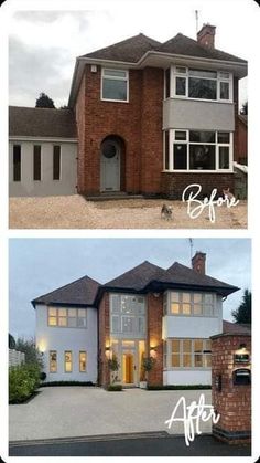 before and after photos of a house