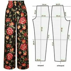 the pattern is shown with measurements for this pants