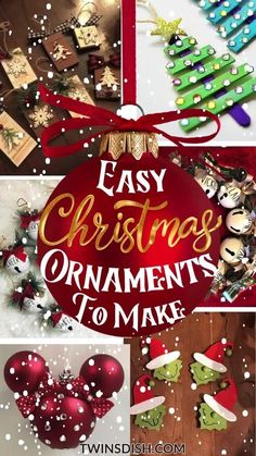 christmas ornaments are arranged in different styles and colors