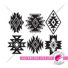 some black and white geometric designs on a white background with the text svg png dxf eps