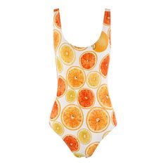 From Tom Ford's very first collection with Gucci for the Spring/Summer 1995 collection; this print was seen on the runway for that season. This very rare and stunning one-piece swimsuit features a collage of vibrant citrus fruits. Deep scoop front neckline and a plunge back design. A subtle attention grabber like many of Tom Fords designs. Perfect for a true ready-for-summer look or vacation. Size/Material tags have been removed. Photos taken of measurements. Please review photos #11-12. Please note that item was laid flat for measurements and was unstretched. Please compare unstretched measurements to a swimsuit of your own for best comparison. Based on fit of garment to mannequin, we estimate the size to be a small. Material: Not marked. We estimate the material to be similar to the foll Fitted Fruit Print Swimwear For Vacation, Beach Season Swimwear With Fruit Print, Fruit Bikinis Swimwear, Orange Tropical Print Swimwear, Summer Fruit Print Swimwear, Orange Floral Print Swimwear, Tom Ford Gucci, Attention Grabber, Seashell Print