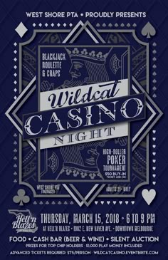 a poster for the wildcat casino night