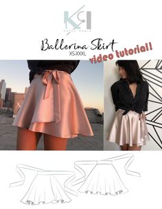 an image of a woman wearing a skirt and black shirt with the words, ballerina skirt