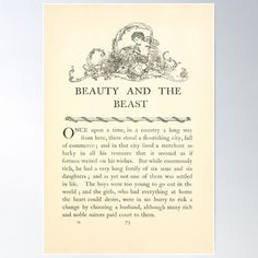 an old book page with the title beauty and the beast