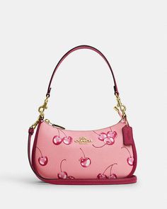 COACH® | Teri Shoulder Bag With Cherry Print Coach Teri Shoulder Bag, Oki Doki, Handbag Essentials, Girly Bags, Fancy Bags, Cherry Print, Pretty Bags, Cute Purses