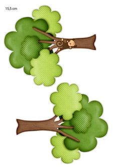 two trees with green leaves and one has a monkey on it