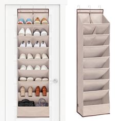 an over the door shoe rack is shown