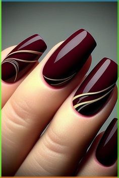 Bordo Nails, Gel Nail Polish Designs, Nail Art Maroon, Maroon Nail Polish, Maroon Nail Designs, Burgundy Acrylic Nails, Wine Nails, Manicure Nail Designs