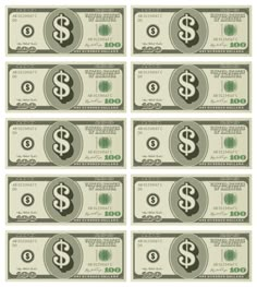 six dollar bills are shown in four different ways