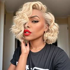 Blonde Hairline, Wavy Human Hair Wigs, Cuban Twist Hair, Lace Front Bob Wigs, Lace Front Bob, Wigs Short, Short Human Hair Wigs, Hairstyles Pictures, 613 Blonde