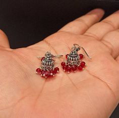 Beautiful Handmade Oxidized Jhumkas Earrings,Light Weight Earrings,Red beads Jhumkas Earrings. Metal - Alloy Red Jhumka, Small Jhumka, Oxidized Jhumkas, Jhumkas Earrings, Jhumki Earrings, Traditional Earrings, Red Beads, Earrings Metal, Jhumka Earrings