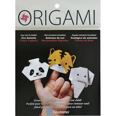 an origami book with three different animals on it's front and back cover